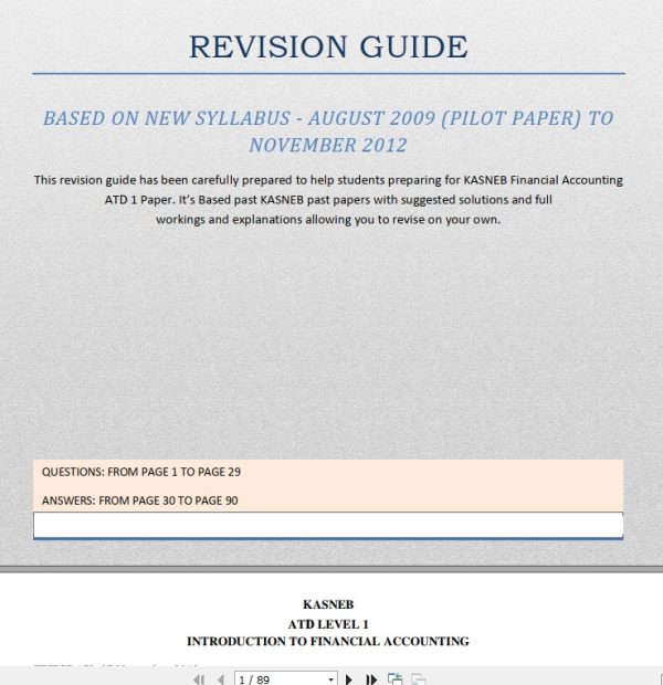 Introduction to Financial Accounting Revision Kit Past Papers with Answers