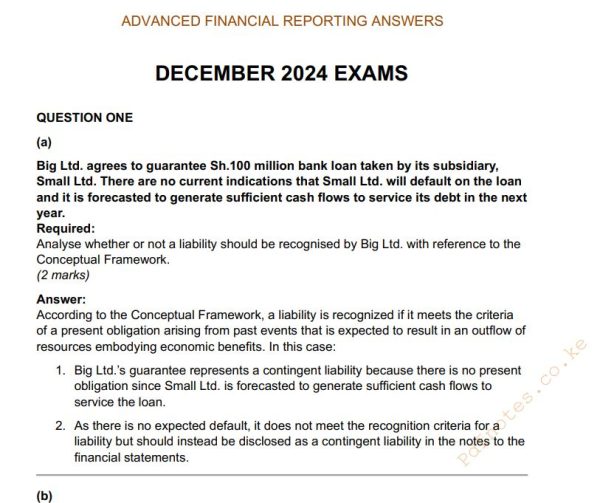 December 2024 Advanced Financial Reporting and Analysis Answers