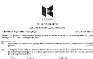 August 2024 Advanced Financial Management Answers