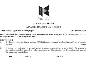August 2024 Advanced Financial Management Answers