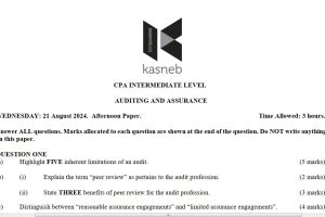 August 2024 CPA Auditing and Assurance Past Paper answers