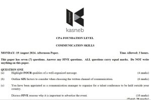 August 2024 Comm Skill Past Paper answers