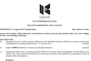 August 2024 Financial Reporting and Analysis Past Paper answers
