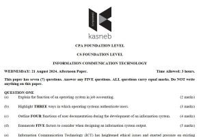 August 2024 ICT Past Paper answers