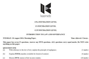 August 2024 LG Past Paper answers