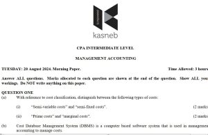 August 2024 Management Accounting Past Paper answers