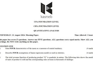 August 2024 Quantitative Analysis (QA) Past Paper answers