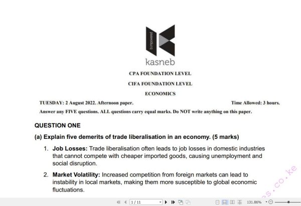 August 2022 CPA Economics Answers