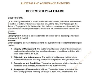 December 2024 Auditing and Assurance Past Paper answers (Copy)