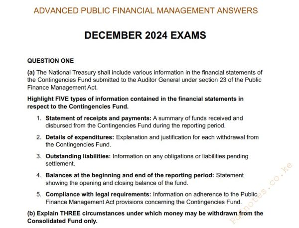 December 2024 Advanced Public Financial Management Past papers with answers