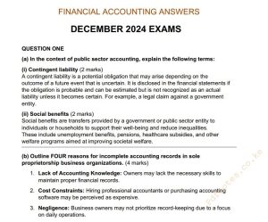 December 2024 Financial Accounting Past Paper answers