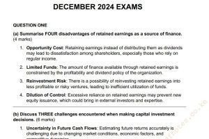 December 2024 Finance for Decision Making Past Paper Answers