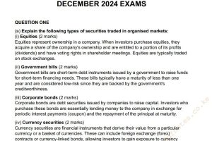 December 2024 Financial Markets and Specialised Institutions Past Paper Answers