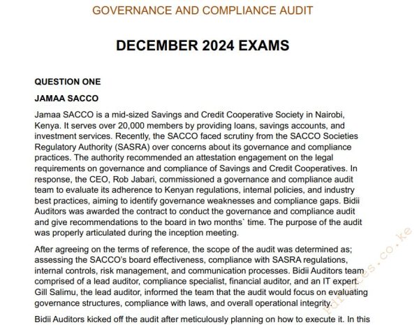 December 2024 Governance and Compliance Audit Past Paper Answers