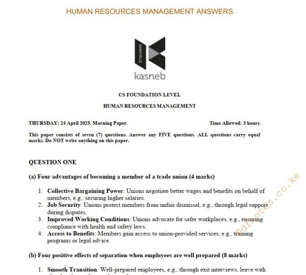 HRM April 2025 Answers