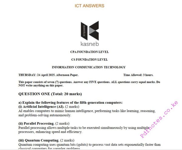 ICT APRIL 2025 ANSWERS