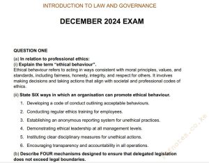 Download December 2024 Introduction to Law and Governance Past Paper answers in Pdf form