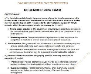 December 2024 Public Sector Governance, Policy and Administration Past Paper Answers