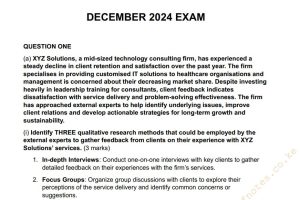 December 2024 Research, Consultancy and Advisory Past Paper Answers