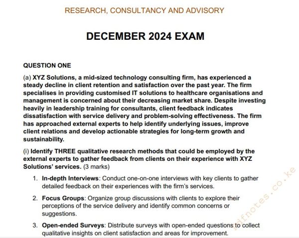 December 2024 Research, Consultancy and Advisory Past Paper Answers