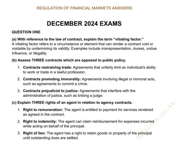 December 2024 Regulations of Financial Markets Past Papers with Answers CIFA