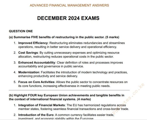 December 2024 Advanced Financial Management Answers (Copy)