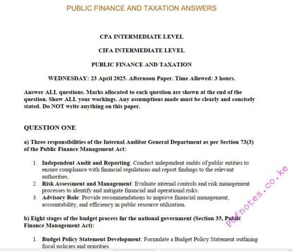 CPA April 2025 pft answers