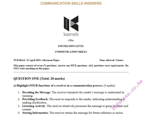April 2025 Communication Skills Past Paper Answers