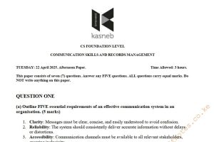 April 2025 Communication Skills and Records Management Past Paper Answers