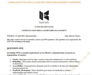 April 2025 Communication Skills and Records Management Past Paper Answers