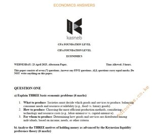April 2025 Economics Past Paper answers
