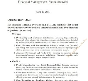 April 2025 Financial Management Past Paper answers