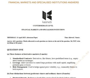 April 2025 Financial Markets and Specialised Institutions Past Paper Answers