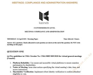 April 2025 Meetings, Compliance and Administration Past Paper Answers