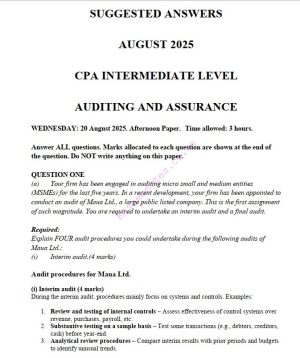 AA August 2025 Past Paper Answers
