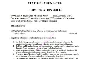COMM SKILLS AUGUST 2025 ANSWERS