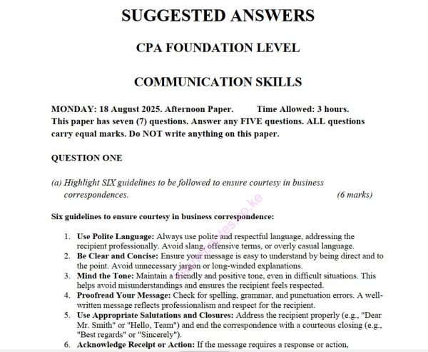 COMM SKILLS AUGUST 2025 ANSWERS