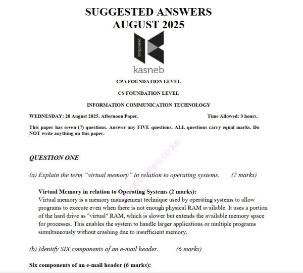 ICT August 2025 ANSWERS