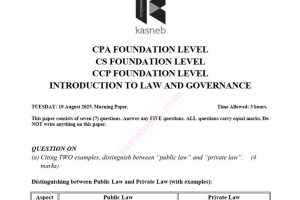 August 2025 CPA Introduction to Law and Governance Past Paper answers