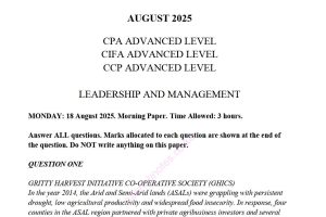 Leadership and Management August 2025 answers