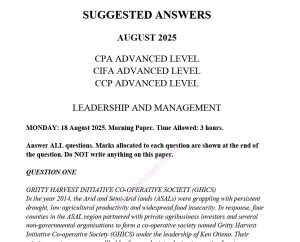 Leadership and Management August 2025 answers