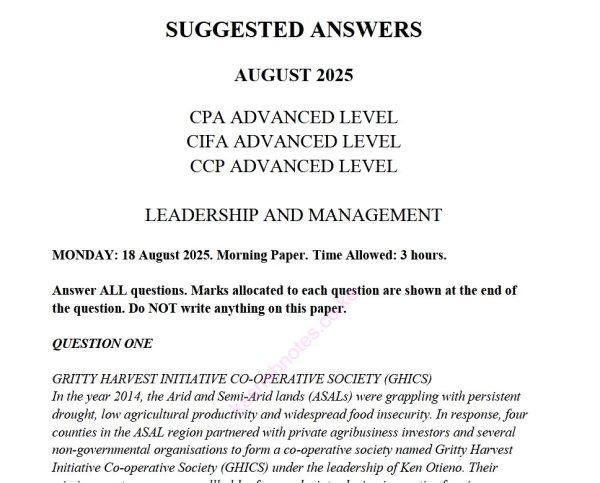 Leadership and Management August 2025 answers