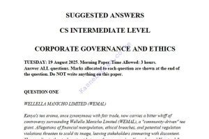 Corporate governance and ethics August 2025 Answers