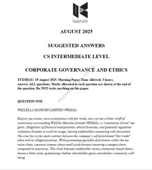 Corporate governance and ethics August 2025 Answers