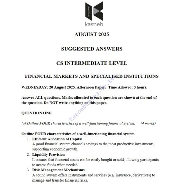 FMSI August 2025 Answers