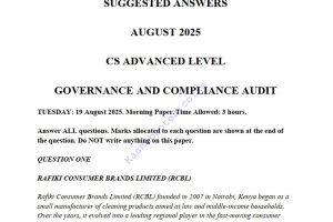 August 2025 Governance and Compliance Audit Past Paper Answers