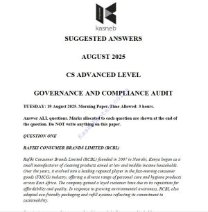 August 2025 Governance and Compliance Audit Past Paper Answers