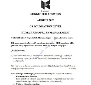 August 2025 Human Resource Management Past Paper Answers