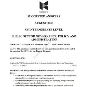 PUBLIC SECTOR GOVERNANCE AND ADMINISTRARTION August 2025 Answers