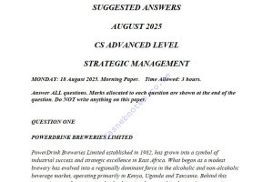 August 2025 Strategic Management Past Paper Answers